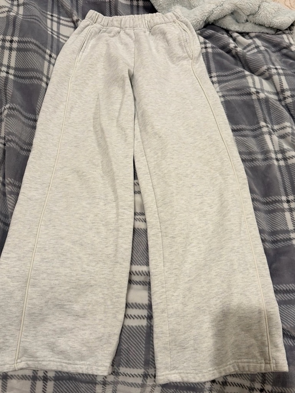 Pink Rose Heather Gray Wide-Leg Sweatpants